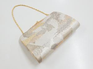 リサイクル　金銀糸霞取りに古典柄織り出し和装バッグ
